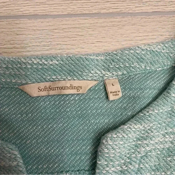 Soft Surroundings V-Neck Wide Sleeves Teal Tunic Sweater Women’s size Large - Picture 5 of 13
